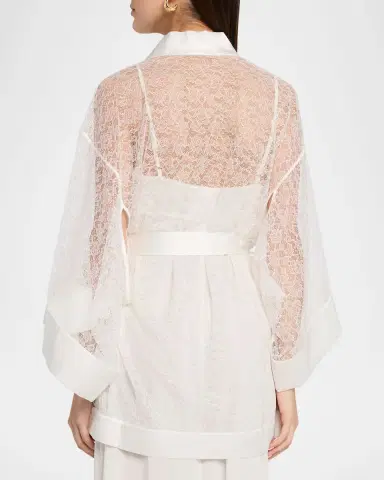 Kiki de Montparnasse Petite Fleur Sheer Lace Kimono Robe | Thumbnail 3 Kiki de Montparnasse Petite Fleur Sheer Lace Kimono Robe | Thumbnail 3