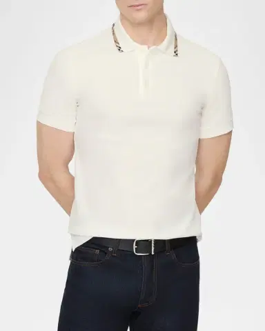 Burberry Men's Slim Fit Check-Placket Pique Polo Shirt | Thumbnail 3 Burberry Men's Slim Fit Check-Placket Pique Polo Shirt | Thumbnail 3