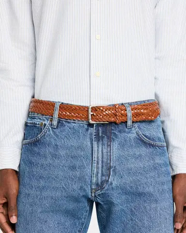 Ralph Lauren Purple Label Men's Braided Vachetta Leather Belt | Thumbnail 2 Ralph Lauren Purple Label Men's Braided Vachetta Leather Belt | Thumbnail 2