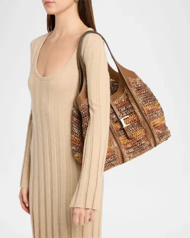 Tod 's T Timeless Raffia Shopping Tote Bag | Thumbnail 2 Tod 's T Timeless Raffia Shopping Tote Bag | Thumbnail 2