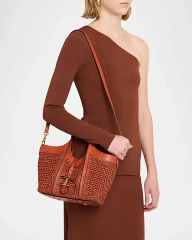 Tod 's Small T Timeless Raffia & Leather Shopping Bag | Thumbnail 2 Tod 's Small T Timeless Raffia & Leather Shopping Bag | Thumbnail 2