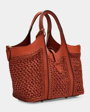 Tod 's Small T Timeless Raffia & Leather Shopping Bag | Thumbnail 3 Tod 's Small T Timeless Raffia & Leather Shopping Bag | Thumbnail 3
