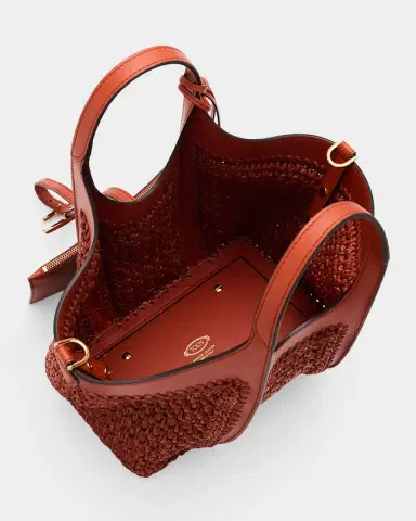 Tod 's Small T Timeless Raffia & Leather Shopping Bag | Thumbnail 4 Tod 's Small T Timeless Raffia & Leather Shopping Bag | Thumbnail 4