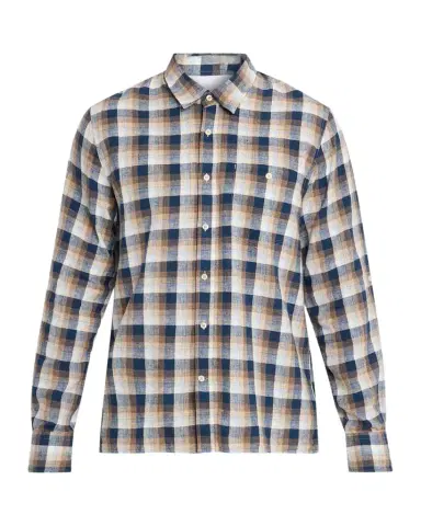 OFFICINE GÉNÉRALE Men's Younes Cotton and Linen Plaid Button-Down Shirt | Thumbnail 1 OFFICINE GÉNÉRALE Men's Younes Cotton and Linen Plaid Button-Down Shirt | Thumbnail 1