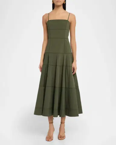 Veronica Beard Ilona Tiered Faille Midi Dress | Thumbnail 2 Veronica Beard Ilona Tiered Faille Midi Dress | Thumbnail 2
