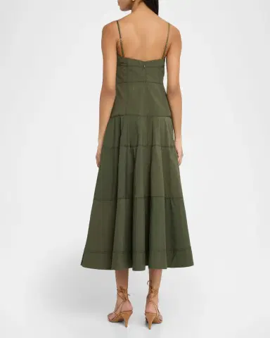 Veronica Beard Ilona Tiered Faille Midi Dress | Thumbnail 3 Veronica Beard Ilona Tiered Faille Midi Dress | Thumbnail 3