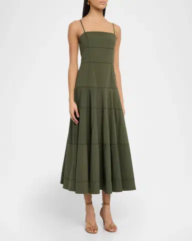Veronica Beard Ilona Tiered Faille Midi Dress | Thumbnail 4 Veronica Beard Ilona Tiered Faille Midi Dress | Thumbnail 4