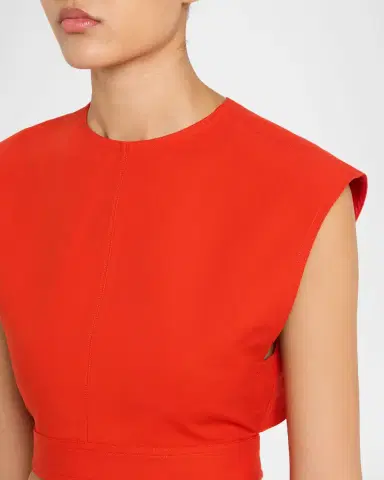 ALAÏA Cap-Sleeve Belted Cotton Gabardine Crop Top | Thumbnail 5 ALAÏA Cap-Sleeve Belted Cotton Gabardine Crop Top | Thumbnail 5