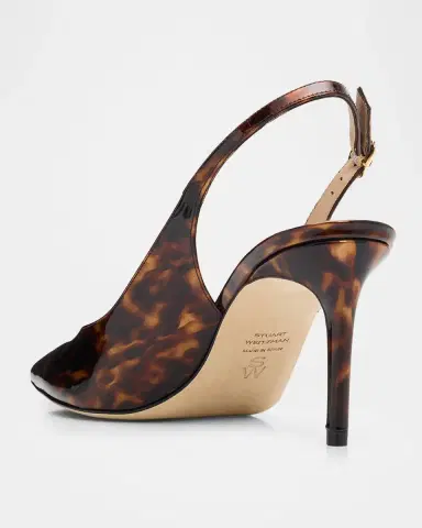 Stuart Weitzman 75mm Stuart Power Tortoiseshell Patent Leather Slingback Pumps | Thumbnail 4 Stuart Weitzman 75mm Stuart Power Tortoiseshell Patent Leather Slingback Pumps | Thumbnail 4