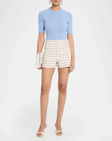 Veronica Beard Brielle Short-Sleeve Pointelle Wool Sweater | Thumbnail 2 Veronica Beard Brielle Short-Sleeve Pointelle Wool Sweater | Thumbnail 2