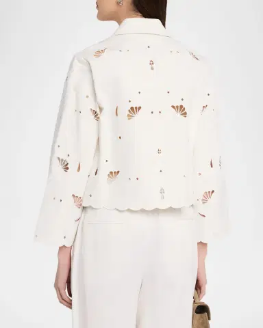 Elie Tahari Marianna Eyelet Embroidered Cotton Jacket | Thumbnail 3 Elie Tahari Marianna Eyelet Embroidered Cotton Jacket | Thumbnail 3