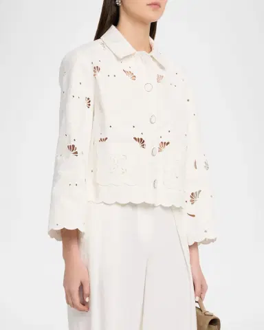 Elie Tahari Marianna Eyelet Embroidered Cotton Jacket | Thumbnail 4 Elie Tahari Marianna Eyelet Embroidered Cotton Jacket | Thumbnail 4