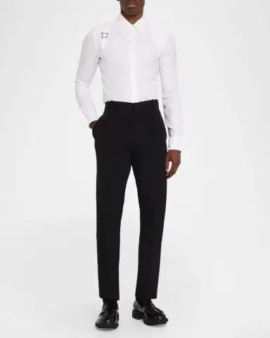 McQueen Men's Harness-Detail Skull Jacquard Cotton Shirt | Thumbnail 2 McQueen Men's Harness-Detail Skull Jacquard Cotton Shirt | Thumbnail 2