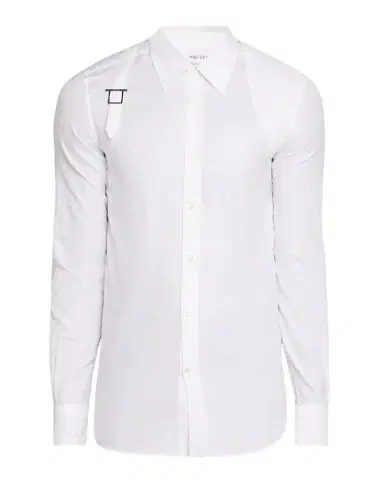 McQueen Men's Harness-Detail Skull Jacquard Cotton Shirt | Thumbnail 1 McQueen Men's Harness-Detail Skull Jacquard Cotton Shirt | Thumbnail 1