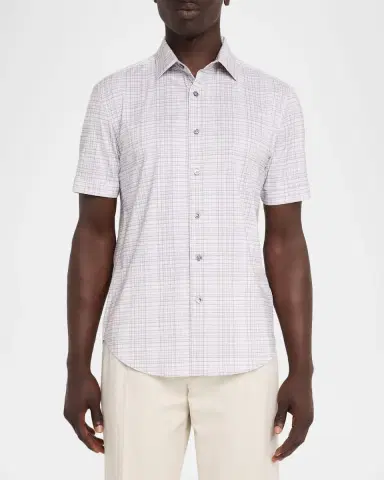 Bugatchi Men 's Miles OoohCotton Plaid Short-Sleeve Shirt | Thumbnail 4 Bugatchi Men 's Miles OoohCotton Plaid Short-Sleeve Shirt | Thumbnail 4