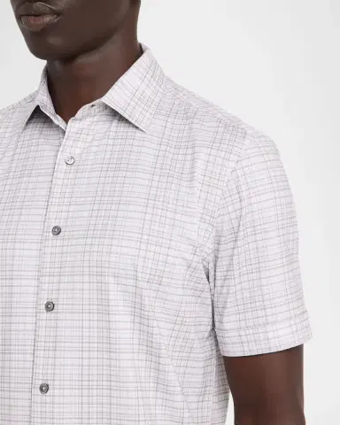 Bugatchi Men 's Miles OoohCotton Plaid Short-Sleeve Shirt | Thumbnail 5 Bugatchi Men 's Miles OoohCotton Plaid Short-Sleeve Shirt | Thumbnail 5