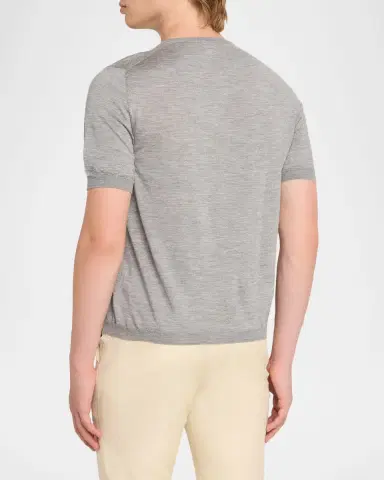 Isaia Men's Cashmere-Silk Short-Sleeve Shirt | Thumbnail 3 Isaia Men's Cashmere-Silk Short-Sleeve Shirt | Thumbnail 3