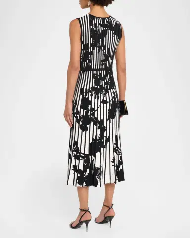 Elie Tahari Alma Floral Pleated Midi-Sweaterdress | Thumbnail 3 Elie Tahari Alma Floral Pleated Midi-Sweaterdress | Thumbnail 3