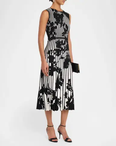 Elie Tahari Alma Floral Pleated Midi-Sweaterdress | Thumbnail 4 Elie Tahari Alma Floral Pleated Midi-Sweaterdress | Thumbnail 4