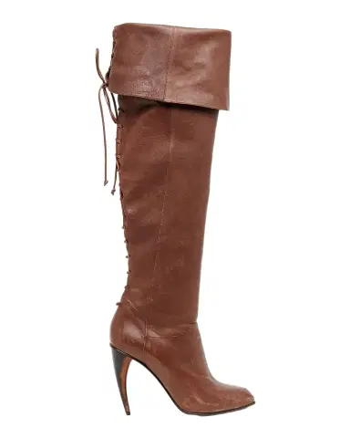 McQueen 105mm Horn Leather Knee-High Boots | Thumbnail 1 McQueen 105mm Horn Leather Knee-High Boots | Thumbnail 1