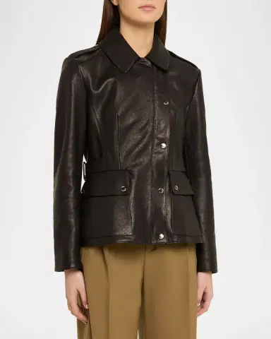 Burberry Leyton Lamb Leather Trench Jacket | Thumbnail 4 Burberry Leyton Lamb Leather Trench Jacket | Thumbnail 4