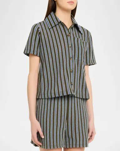 Veronica Beard Kyan Striped Cotton Cardigan | Thumbnail 4 Veronica Beard Kyan Striped Cotton Cardigan | Thumbnail 4