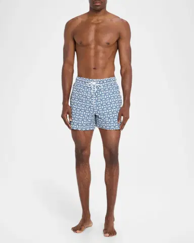 Bugatchi Men 's Cruz Short-Length Geometric Swim Trunks | Thumbnail 2 Bugatchi Men 's Cruz Short-Length Geometric Swim Trunks | Thumbnail 2