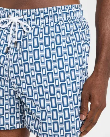 Bugatchi Men 's Cruz Short-Length Geometric Swim Trunks | Thumbnail 4 Bugatchi Men 's Cruz Short-Length Geometric Swim Trunks | Thumbnail 4
