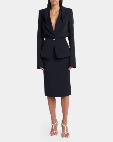 McQueen Certified Wool Folded Lapel Single-Breasted Jacket | Thumbnail 2 McQueen Certified Wool Folded Lapel Single-Breasted Jacket | Thumbnail 2