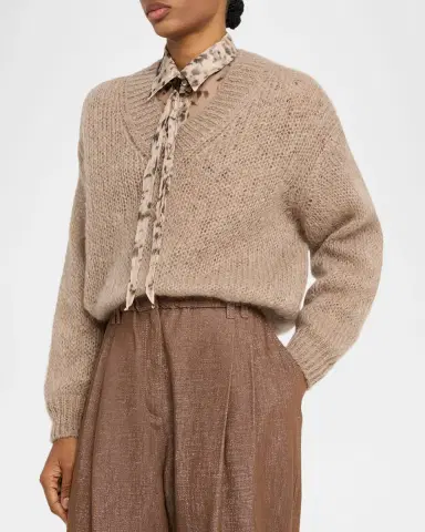 Brunello Cucinelli Wool V-Neck Sweater | Thumbnail 4 Brunello Cucinelli Wool V-Neck Sweater | Thumbnail 4