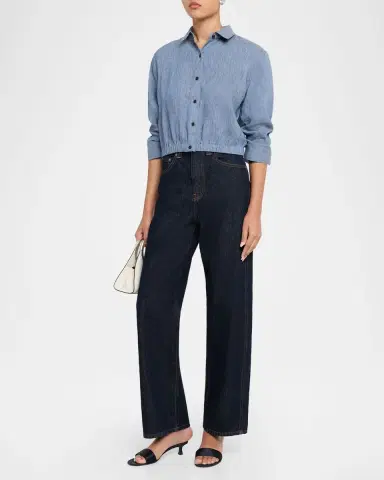 Theory Cropped Button-Front Shirt | Thumbnail 2 Theory Cropped Button-Front Shirt | Thumbnail 2