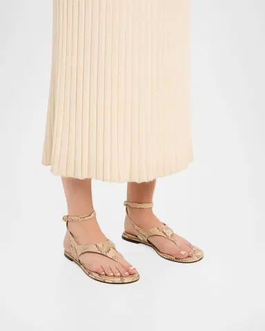 Stuart Weitzman Marley Snake-Embossed Leather Flat Thong Sandals | Thumbnail 2 Stuart Weitzman Marley Snake-Embossed Leather Flat Thong Sandals | Thumbnail 2