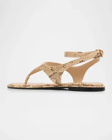 Stuart Weitzman Marley Snake-Embossed Leather Flat Thong Sandals | Thumbnail 4 Stuart Weitzman Marley Snake-Embossed Leather Flat Thong Sandals | Thumbnail 4