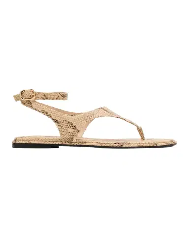Stuart Weitzman Marley Snake-Embossed Leather Flat Thong Sandals | Thumbnail 1 Stuart Weitzman Marley Snake-Embossed Leather Flat Thong Sandals | Thumbnail 1