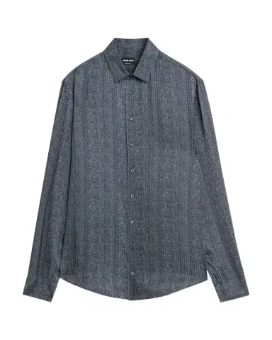 Giorgio Armani Men's Stripe-Print Viscose and Silk Button-Down Shirt | Thumbnail 1 Giorgio Armani Men's Stripe-Print Viscose and Silk Button-Down Shirt | Thumbnail 1
