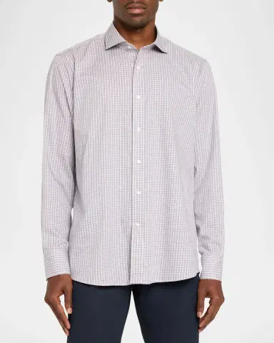 Peter Millar Men's Crown Crafted Micro-Plaid Cotton Sport Shirt | Thumbnail 4 Peter Millar Men's Crown Crafted Micro-Plaid Cotton Sport Shirt | Thumbnail 4