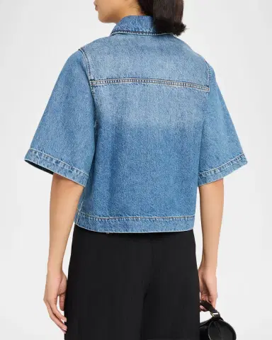 OFFICINE GÉNÉRALE Enna Wash Cotton Denim Shirt | Thumbnail 3 OFFICINE GÉNÉRALE Enna Wash Cotton Denim Shirt | Thumbnail 3