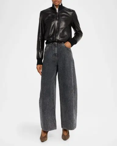 Brunello Cucinelli Turtleneck Leather Bomber Jacket | Thumbnail 2 Brunello Cucinelli Turtleneck Leather Bomber Jacket | Thumbnail 2