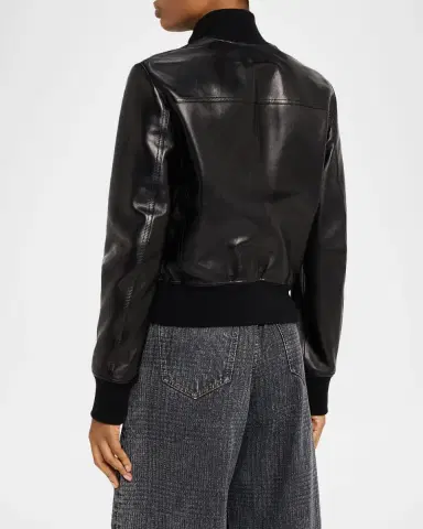 Brunello Cucinelli Turtleneck Leather Bomber Jacket | Thumbnail 3 Brunello Cucinelli Turtleneck Leather Bomber Jacket | Thumbnail 3