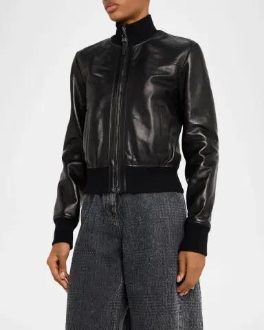 Brunello Cucinelli Turtleneck Leather Bomber Jacket | Thumbnail 4 Brunello Cucinelli Turtleneck Leather Bomber Jacket | Thumbnail 4