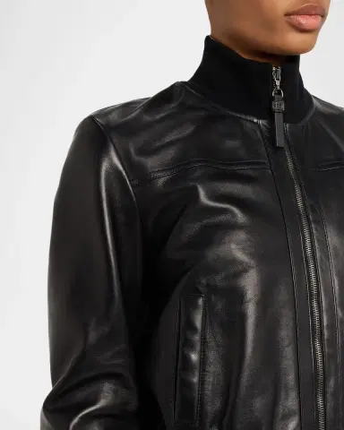 Brunello Cucinelli Turtleneck Leather Bomber Jacket | Thumbnail 5 Brunello Cucinelli Turtleneck Leather Bomber Jacket | Thumbnail 5