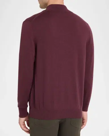 Kiton Men 's 12gg Cashmere Mock Neck Quarter-Zip weater | Thumbnail 3 Kiton Men 's 12gg Cashmere Mock Neck Quarter-Zip weater | Thumbnail 3