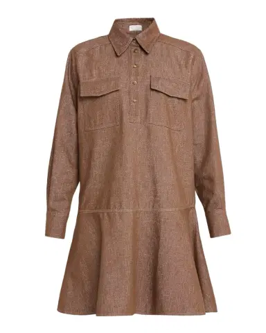 Brunello Cucinelli Shimmering Denim Mini Shirtdress | Thumbnail 1 Brunello Cucinelli Shimmering Denim Mini Shirtdress | Thumbnail 1