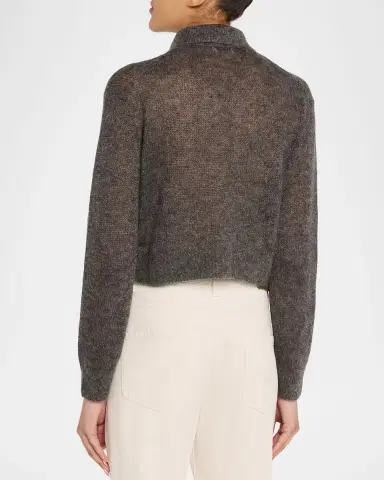 Brunello Cucinelli Metallic Cashmere Collared Cardigan | Thumbnail 3 Brunello Cucinelli Metallic Cashmere Collared Cardigan | Thumbnail 3