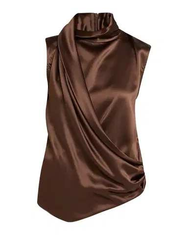Brunello Cucinelli Silk Draped Sleeveless Blouse | Thumbnail 1 Brunello Cucinelli Silk Draped Sleeveless Blouse | Thumbnail 1
