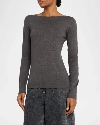 Brunello Cucinelli Shimmering Cashmere-Silk High-Neck Sweater | Thumbnail 4 Brunello Cucinelli Shimmering Cashmere-Silk High-Neck Sweater | Thumbnail 4