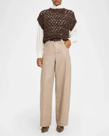 Brunello Cucinelli Shimmering Open Knit Vest | Thumbnail 2 Brunello Cucinelli Shimmering Open Knit Vest | Thumbnail 2