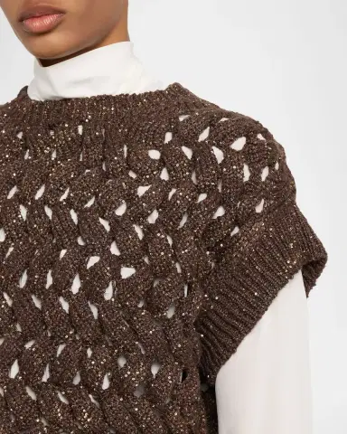 Brunello Cucinelli Shimmering Open Knit Vest | Thumbnail 5 Brunello Cucinelli Shimmering Open Knit Vest | Thumbnail 5
