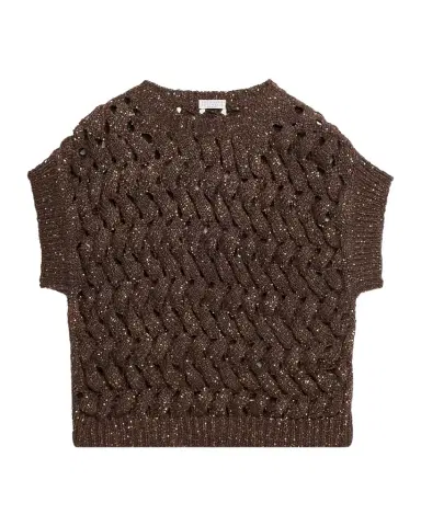 Brunello Cucinelli Shimmering Open Knit Vest | Thumbnail 1 Brunello Cucinelli Shimmering Open Knit Vest | Thumbnail 1