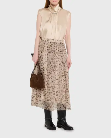 Brunello Cucinelli Sleeveless Silk Turtleneck Blouse w/ Monili | Thumbnail 2 Brunello Cucinelli Sleeveless Silk Turtleneck Blouse w/ Monili | Thumbnail 2